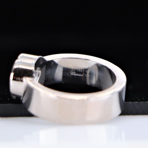 20156 Chopard 18K White Gold Floating Happy Diamond Heart Shape Band Ring 6 - Picture 3 of 5